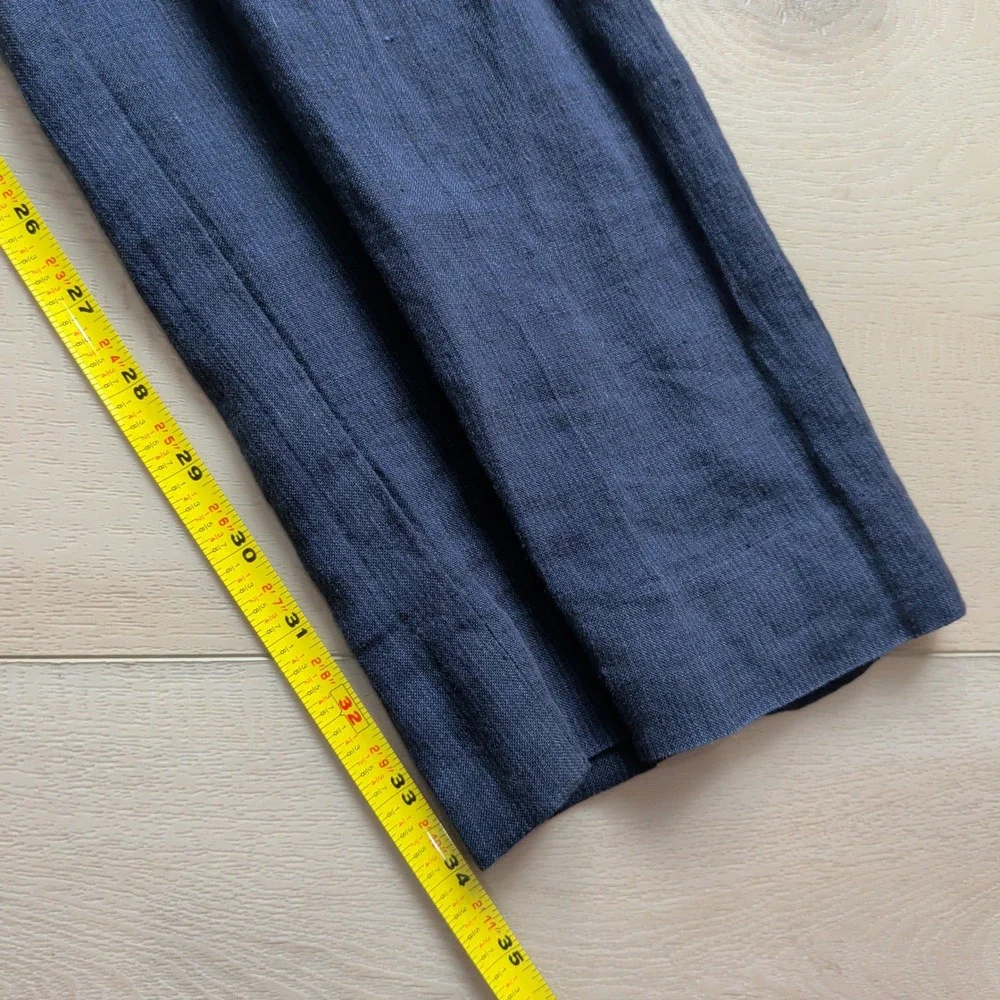 J.Crew Bowery Baird McNutt Irish Linen Pants Mens 32x34 (Fits 33x34) Navy Blue